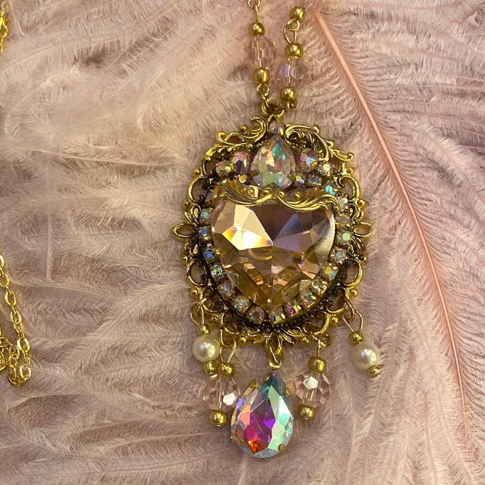 Pink heart necklace